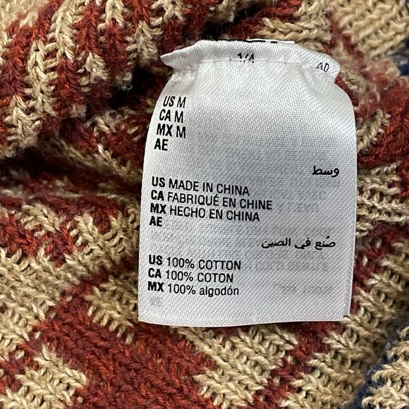 Sun + Stone Cardigan Mens Sweater Medium Western Native Print Artsy Indie - Picture 7 of 7